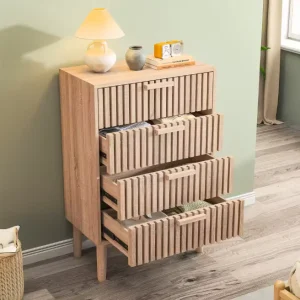 Houten Ladekast met 4 Lades – Opbergkast & Dressoir 60x34x91 cm