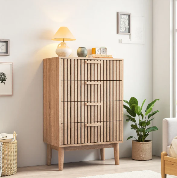 Houten Ladekast met 4 Lades – Opbergkast & Dressoir 60x34x91 cm - Afbeelding 5