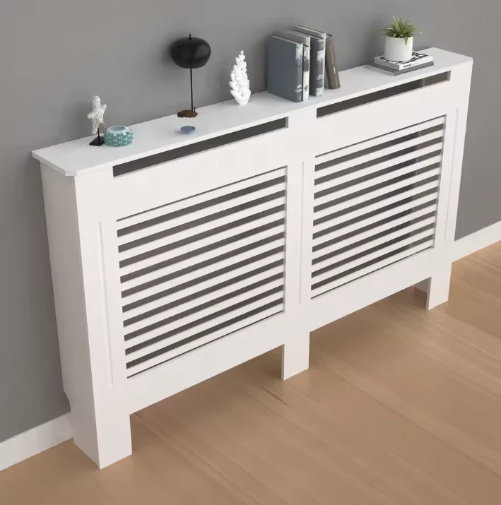 Witte Radiatorombouw met Horizontale Lamellen – MDF Kast & Plank - Afbeelding 6