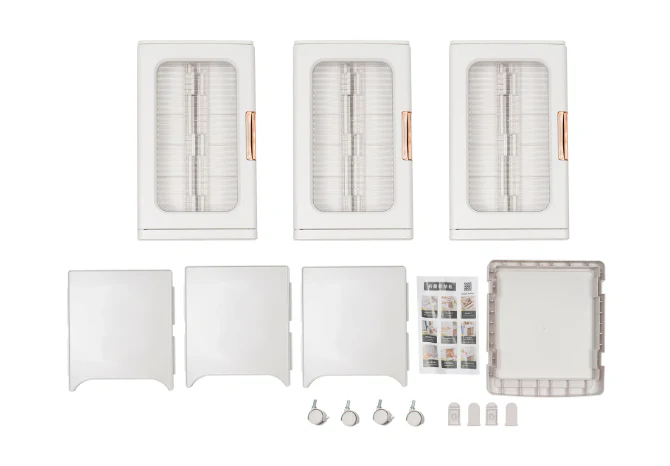3-Laags Opbergkast met Afneembare Boxen – Stapelbaar & Transparant, Vrijstaand Ontwerp 24.5×28.5×126 cm - Afbeelding 5