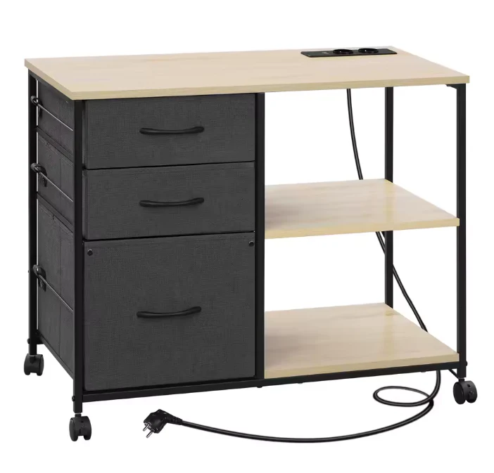 Archiefkast op Wielen met USB-Laadstation – 80 cm Vintage Bruin - Afbeelding 4