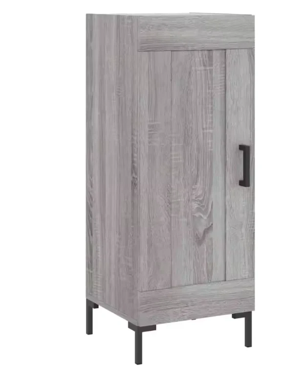 Modern Grijs Dressoir – Smal Sideboard met Metalen Poten, 34.5×34×90 cm - Afbeelding 3