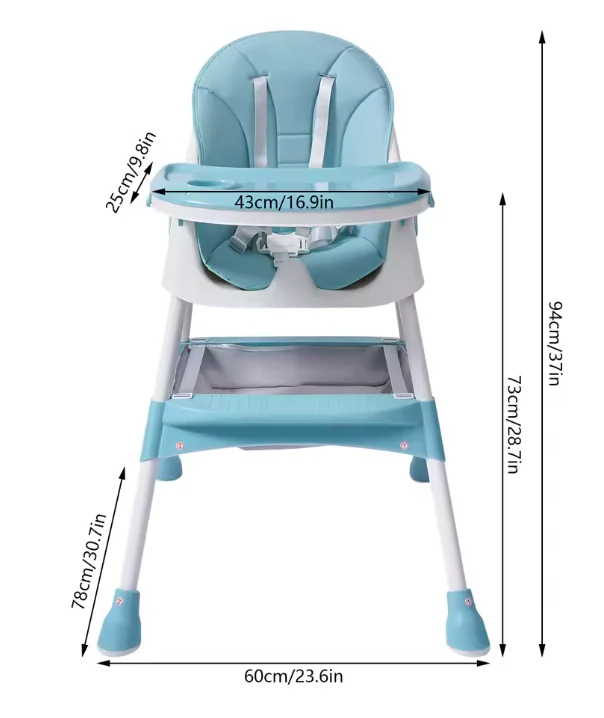 2-in-1 Kinderstoel voor Baby & Peuter – Met Voetsteun en Dienblad - Afbeelding 3