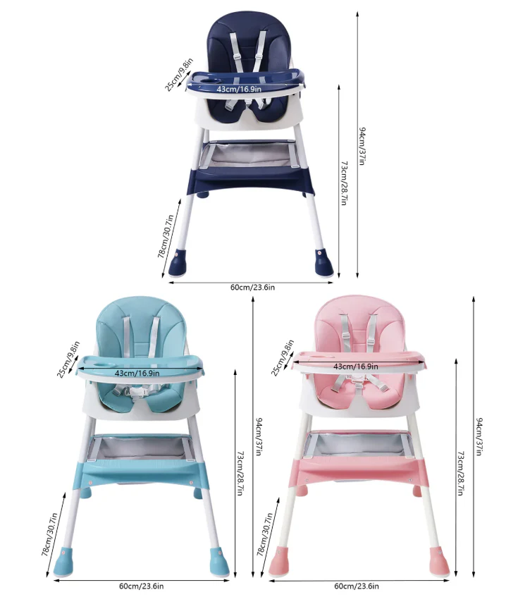 2-in-1 Baby Eetstoel met Voetsteun en Afneembaar Blad – Verstelbaar en Veilig - Afbeelding 3