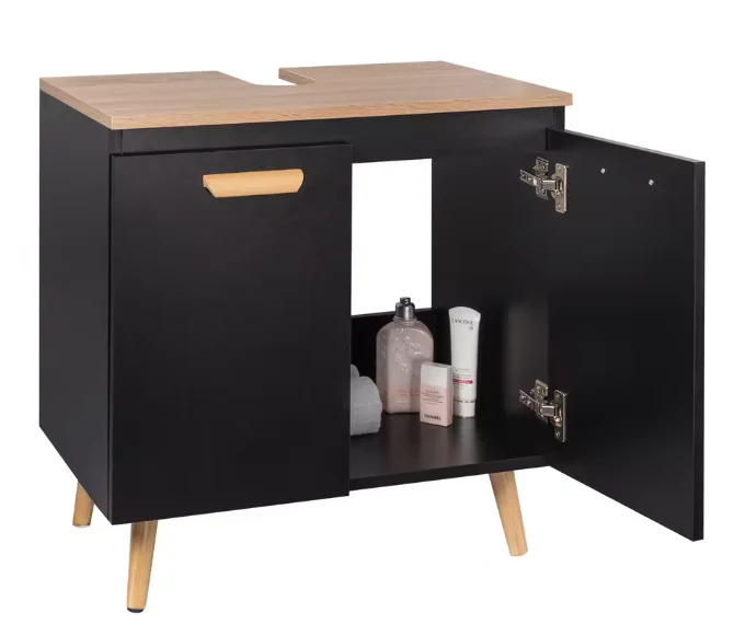 Badkamerkast Onder Wastafel met 2 Deuren – Vrijstaand Opbergmeubel, Compact en Modern - Afbeelding 5