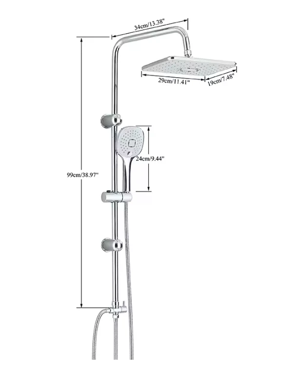 Chroom Douchekolom Set met Regendouche en Mengkraan – Wandmontage - Afbeelding 3