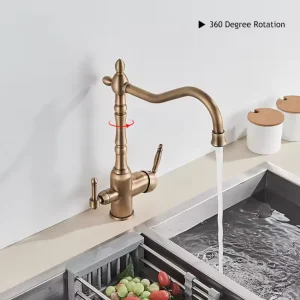 Keukenkraan met Drinkwaterfunctie – Dubbelhendel Mengkraan 360° Draaibaar