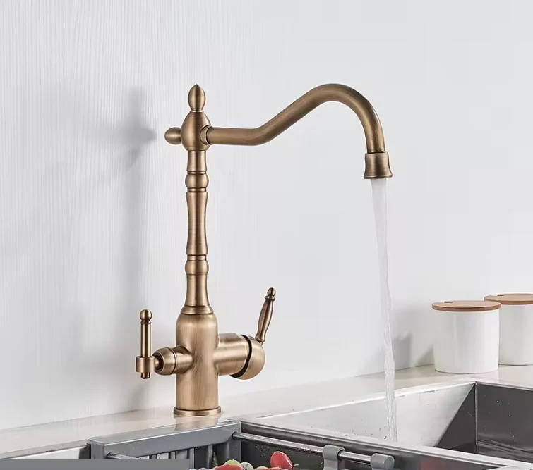 Keukenkraan met Drinkwaterfunctie – Dubbelhendel Mengkraan 360° Draaibaar - Afbeelding 4