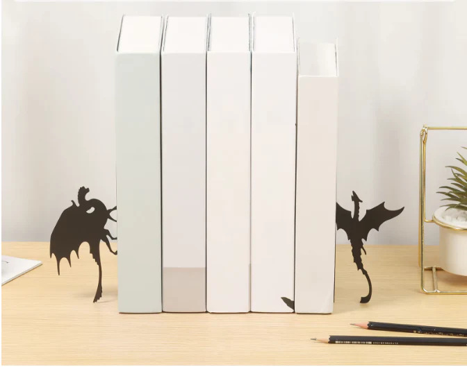 2-delige Metalen Boekensteunen – Draak/Kat Design Boekhouder voor Boekenkast en Bureau - Afbeelding 7