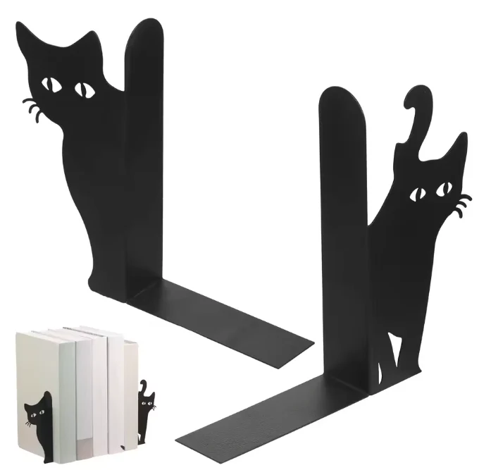 2-delige Metalen Boekensteunen – Draak/Kat Design Boekhouder voor Plank, Bureau en Thuiskantoor - Afbeelding 9
