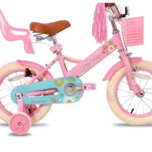 Kinderfiets voor Meisjes met Poppenzitje, Vlag en Nummerplaat – Inclusief Streamers en Zijwieltjes