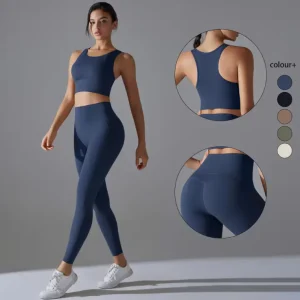 Yogaset Dames – Crop Top, Schokbestendige Sportbeha en Trainingsbroek, Comfortabele Fitness Outfit