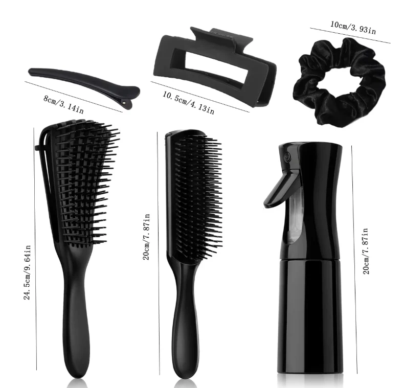 12-delige Haarverzorgingsset – Ontklitborstels, Sprayfles 200 ml, Kam en Hoofdhuid Massageborstel - Afbeelding 4