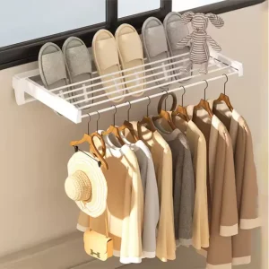 Wand Droogrek Opvouwbaar – 7 Stangen met Haken en Handdoekrek