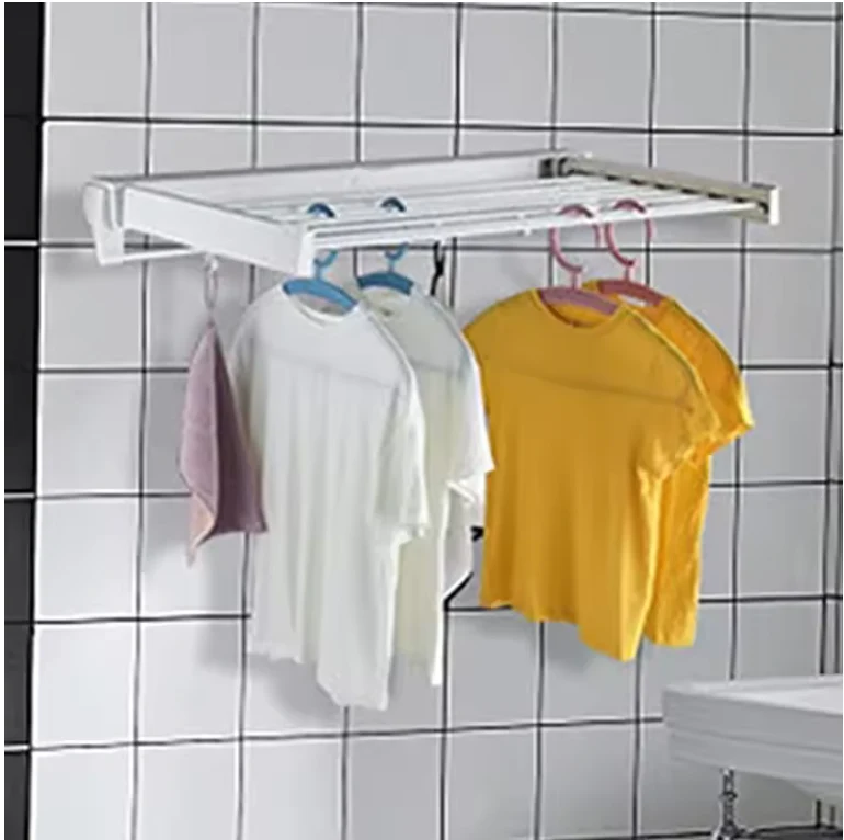 Wand Droogrek Opvouwbaar – 7 Stangen met Haken en Handdoekrek - Afbeelding 5