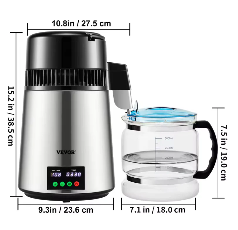 Waterdistilleerder 4L – Elektrische Waterfilter met Touchscreen en 1L/u Zuivering - Afbeelding 5
