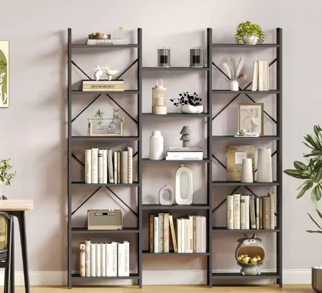 Industriële Boekenkast met 17 Planken – Verstelbare Open Kast met Metaal Frame, Modern en Ruim Ontwerp - Afbeelding 6