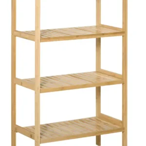 Bamboe Boekenkast met 4 Lagen – Duurzame Multifunctionele Opbergkast voor Badkamer, Woonkamer of Hal, 62x33x112 cm
