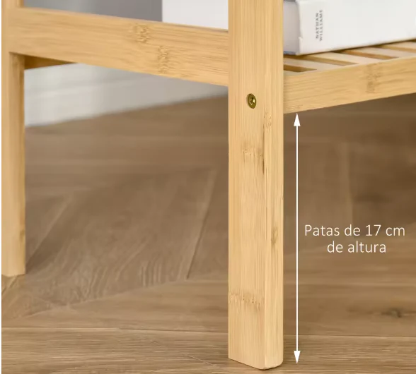 Bamboe Boekenkast met 4 Lagen – Duurzame Multifunctionele Opbergkast voor Badkamer, Woonkamer of Hal, 62x33x112 cm - Afbeelding 3