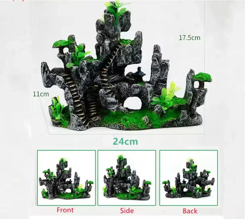 Aquarium Rotstuin Berg met Brug – Hars Decoratie Ornament - Afbeelding 8