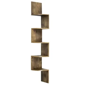 5-Laags Zigzag Hoekwandplank – Decoratieve Boekenkast