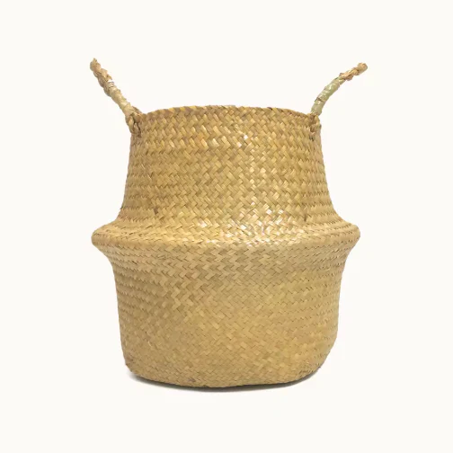 Gevlochten Zeegras Opbergmand – Opvouwbare Wasmand en Hangende Plantenmand - Afbeelding 2