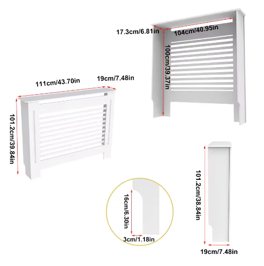 Hoge Houten Radiatorafdekking met Horizontale Latten – Moderne Witte Ombouw - Afbeelding 4