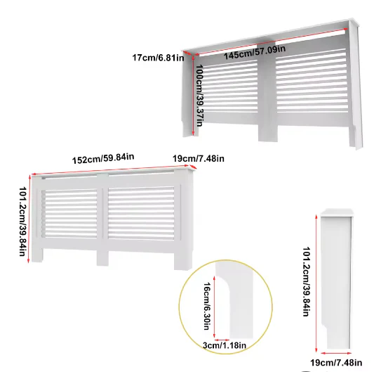 Hoge Houten Radiatorafdekking met Horizontale Latten – Moderne Witte Ombouw - Afbeelding 5