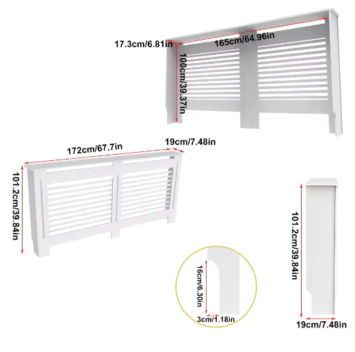 Hoge Houten Radiatorafdekking met Horizontale Latten – Moderne Witte Ombouw - Afbeelding 6