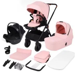 3-in-1 Kinderwagen – Luxe Reissysteem met Draagzak voor Pasgeborenen