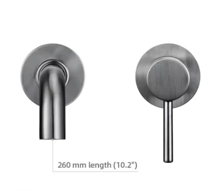 2-Gats Wand Badkamerkraan – Messing Mengkraan Warm en Koud Water, Ronde Uitloop - Afbeelding 9