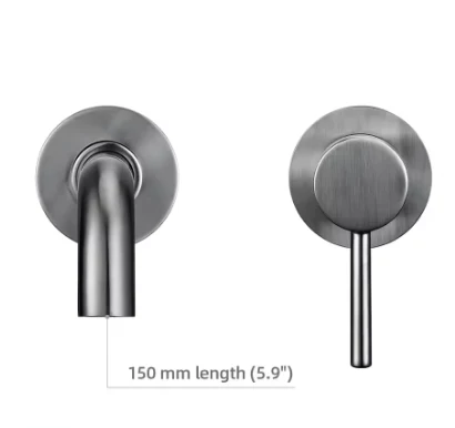 2-Gats Wand Badkamerkraan – Messing Mengkraan Warm en Koud Water, Ronde Uitloop - Afbeelding 8