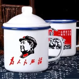 Retro Emaille Mok 500 ml met Deksel – Nostalgische Koffie- en Theemok