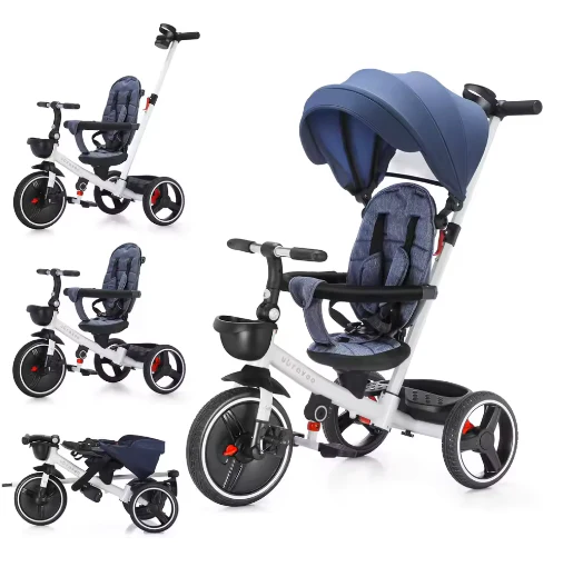 5-in-1 Kinderwagen Driewieler – Verstelbare Luifel, Duwstang en Veiligheidsharnas voor 1–5 Jaar - Afbeelding 5