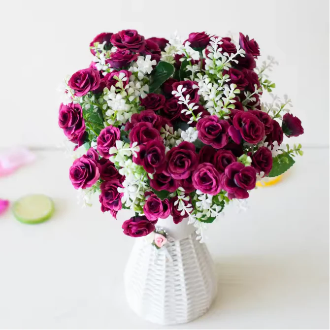 Kunst Mini Rozen Bloemboeket – Decoratieve Nep Rozen voor Woondecoratie - Afbeelding 5